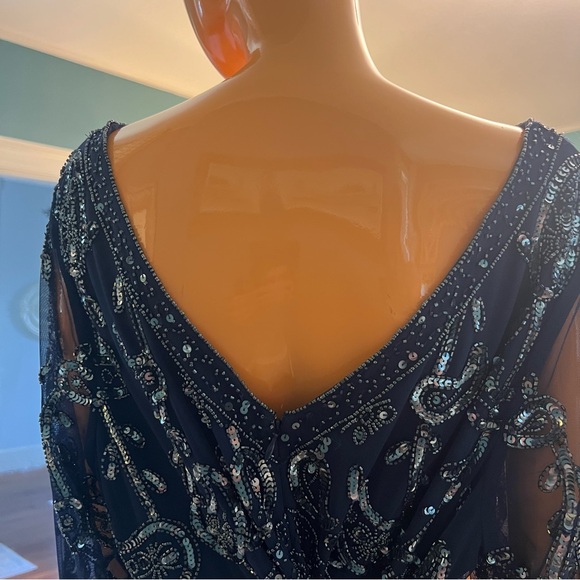 ROAMAN’S Plus Size V Neck Beaded and Sequined Evening Gown - Picture 5 of 16